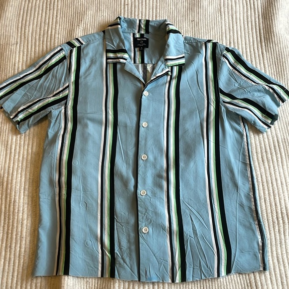 Pacsun Blue Stripe Camp Shirt - Picture 1 of 3